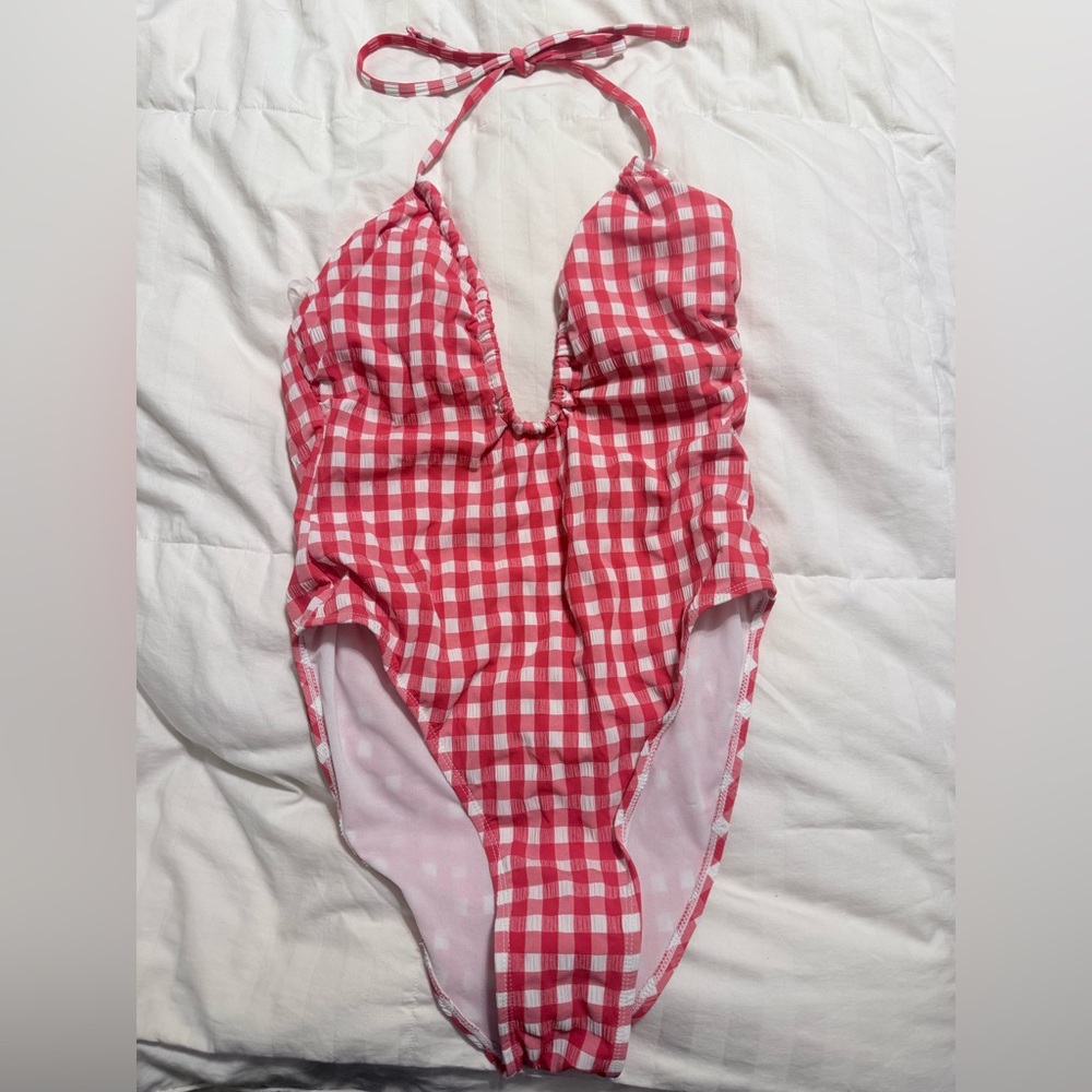 Wild Fable Red Checkered One Piece Swimsuit - Medium